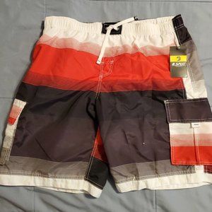 B SPLIT MEN'S SWIM SHORTS SURFING BOARD TRUNKS Red Geometric SIZE XXL